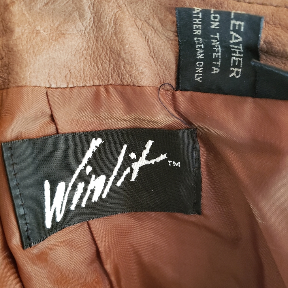 Winlit distressed soft brown lined leather skirt size 7/8 - Picture 4 of 8